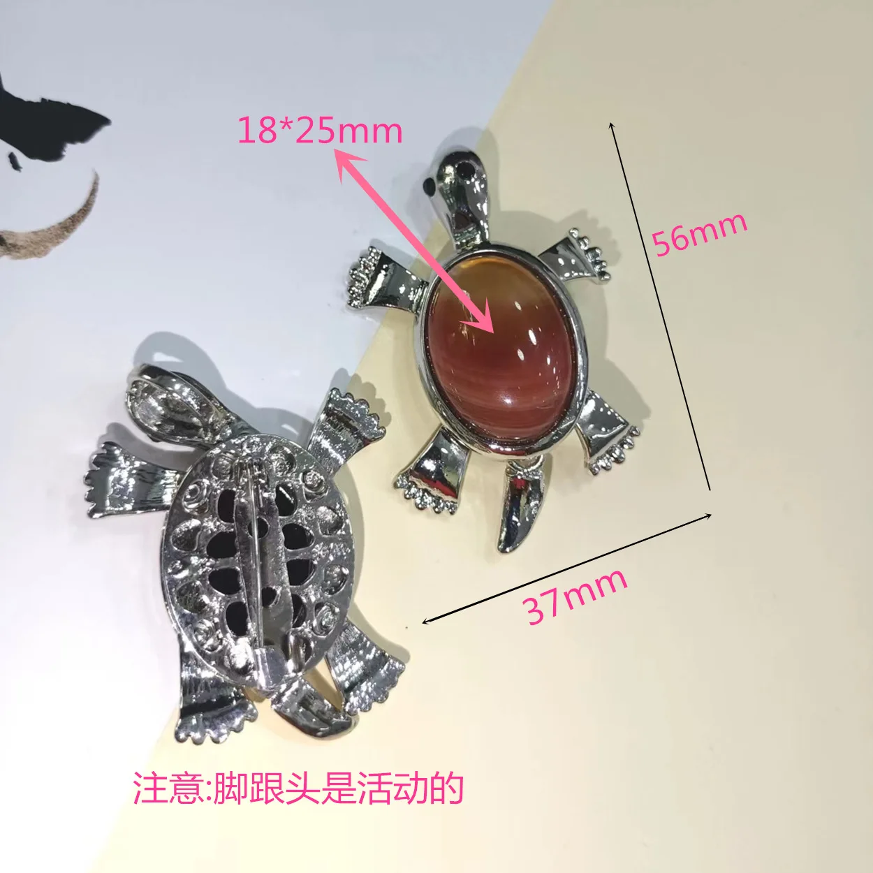 Amethyst powder crystal shell cartoon turtle brooch pin pendant universal European and American fashion manufacturers supply cro