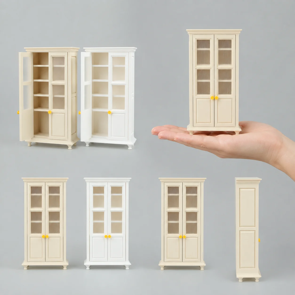 Dollhouse Furniture, Miniature Furniture, Dollhouse Miniature Models, 1:12 Scale Double-Door Bookcase Display Cabinet, Bookshelf Storage Cabinet, Two Colors Available Used for Decorating Scenes Such as Dollhouse Study Rooms and Living Rooms, It Can Store and Display Mini Books, Decorative Items, and Collectibles, and It Combines Both Display and Storage Functions. The Exquisite and Beautiful Design Can Be Used as Miniature Home Decor, for Collecting Mini Furniture, Storing Ornaments, and as a Decoration for Dollhouse Scenes.