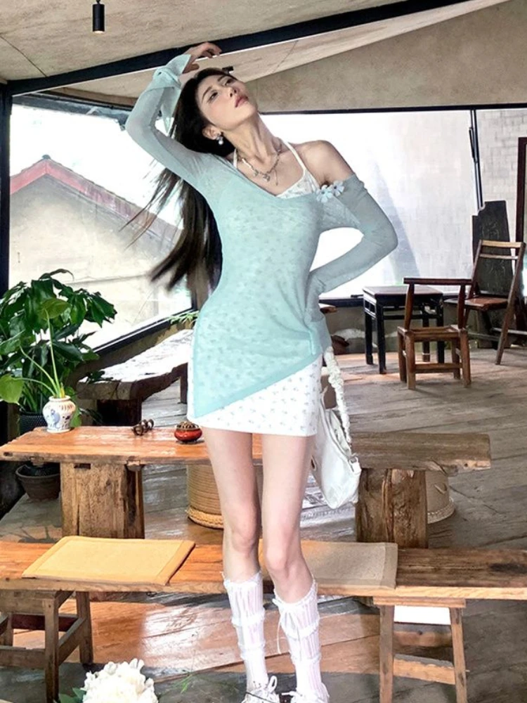 Conjuntos de vestidos elegantes femininos ajuste fino design primavera fairycore all-match estilo coreano temperamento respirável senhoras moda casual chique