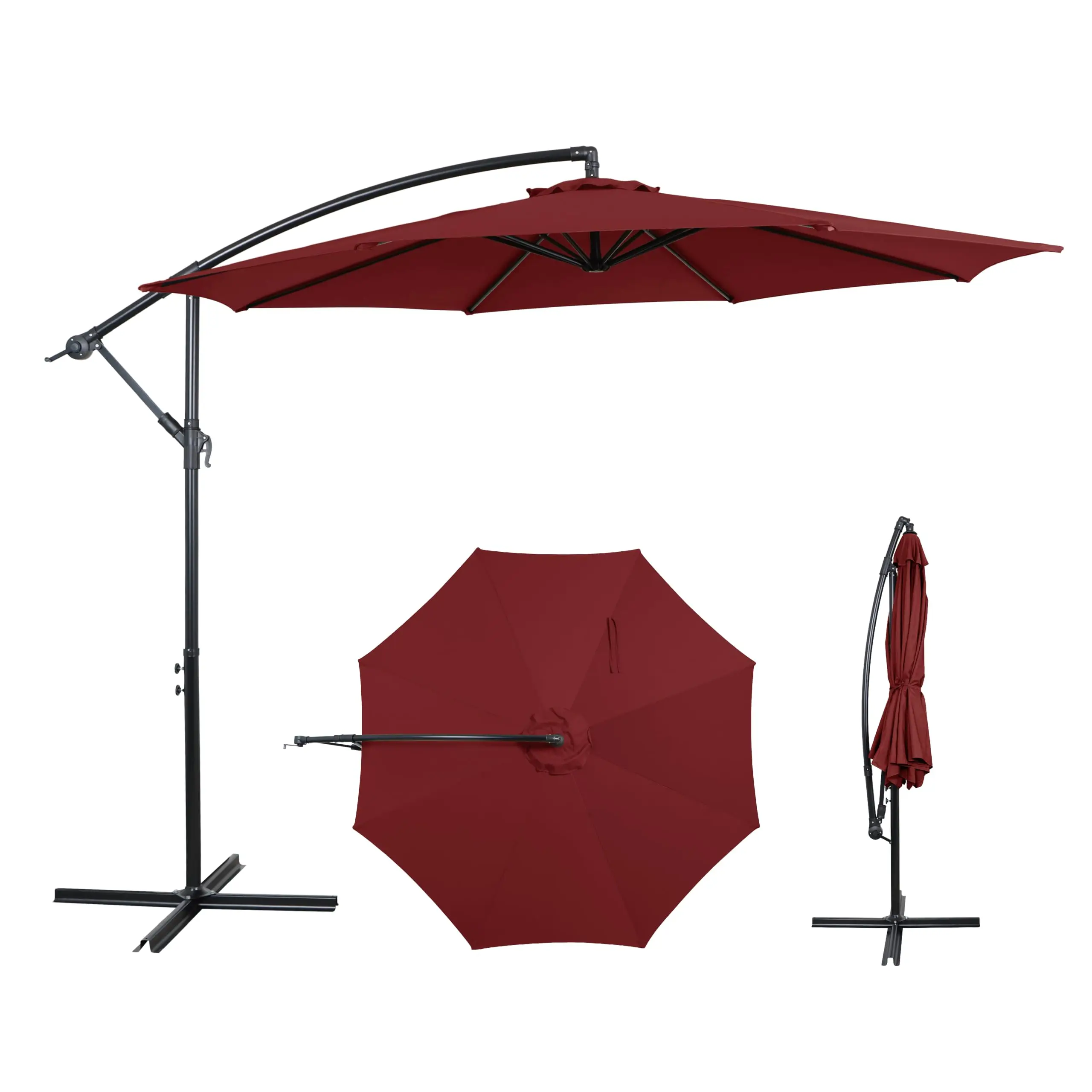 10FT Outdoor Offset Umbrella, Cantilever Patio Umbrella with Infinite Tilt, UV Resistant & Water-Repellent Canopy &