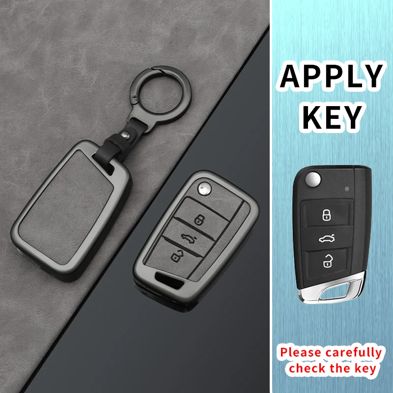Suitable For Volkswagen VW Polo Golf 7 Passat Tiguan MK2 Beetle Ateca Caddy T5 Metal Leather Key Case Car Key Accessories Gadget view 3