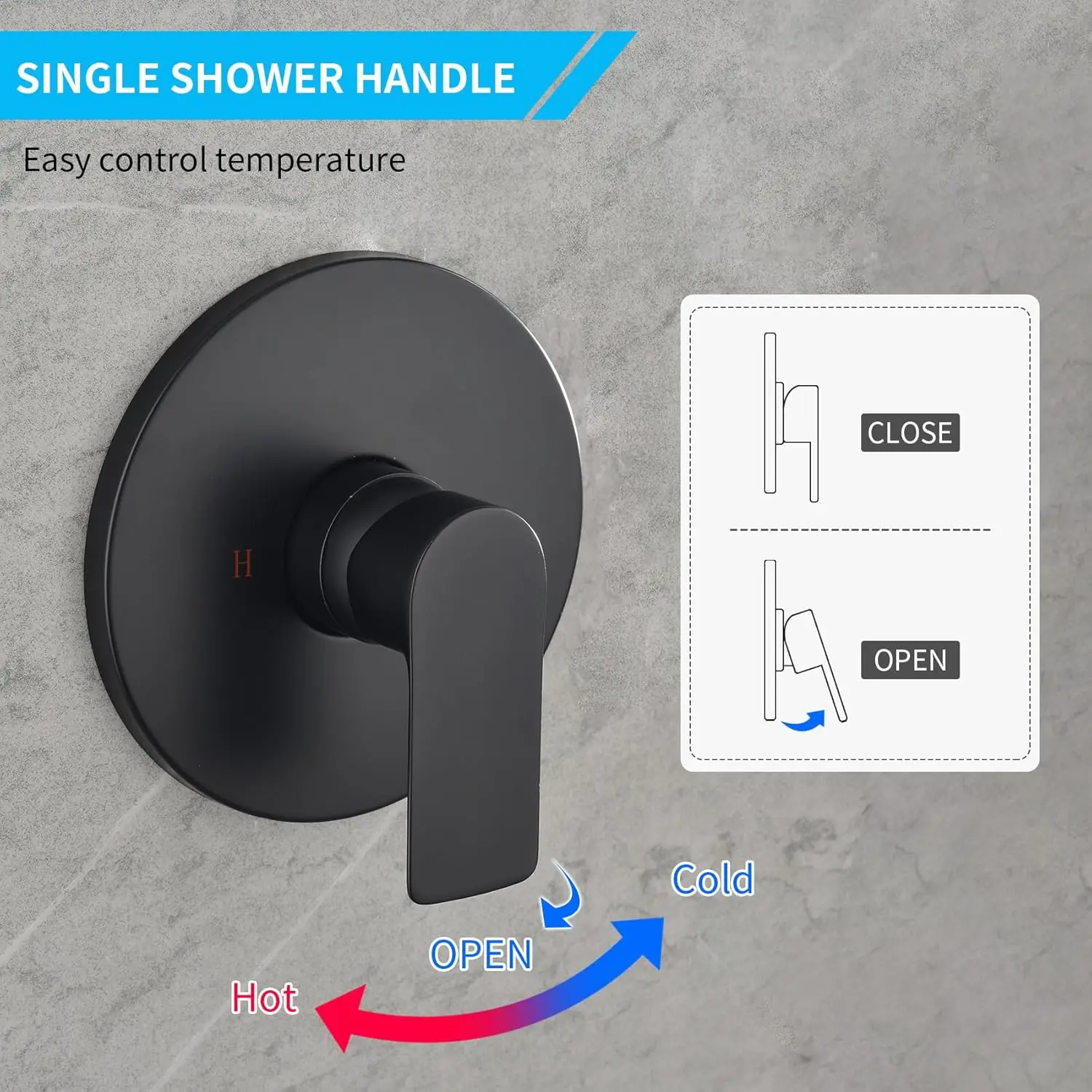 Single-Function Shower Valve Trim Kit, Matte Black, Wall Mount, Male Thread, 06161KB
