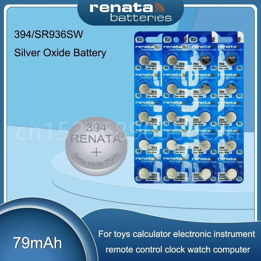 Оригинальный аккумулятор Renata 394 SR936SW AG9 LR936 936 L936 из оксида серебра 1,55 В для часов, часов, игрушек, весов, кнопочный элемент, СДЕЛАНО В Швейцарии