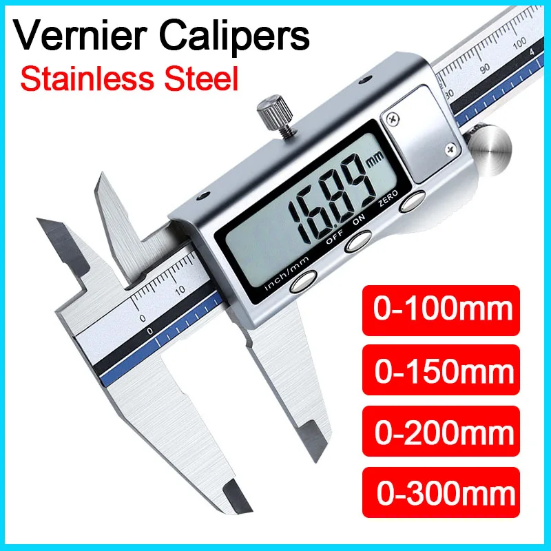 

Stainless Steel LCD Digital Vernier Caliber MM/Inch 100/150/200/300mm Metal Caliper Professional Woodworking Measuring Tool