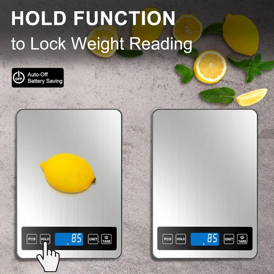 Balance alimentaire 1g 0.1oz balance de cuisine numérique 22lb 7 unités Tare PCS puissance Rechargeable verre trempé acier inoxydable Balance de poids alimentaire