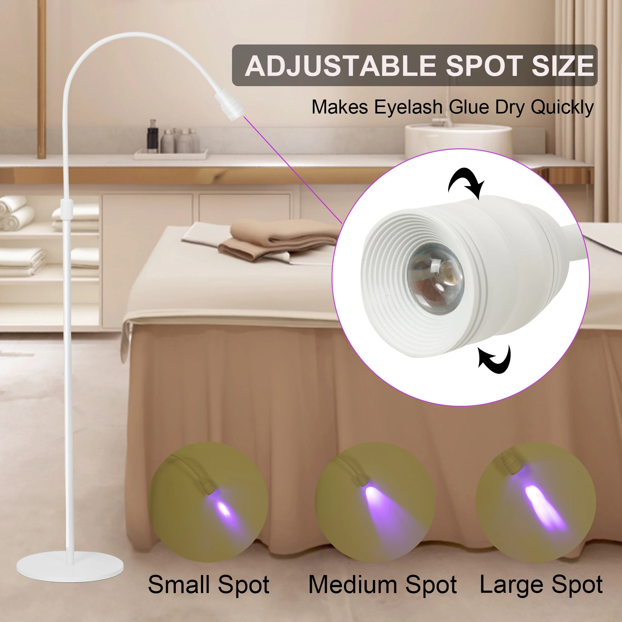 12W UV Eyelash Lamp Grafting Extension Eyebrow Gel Glue Curing Beauty Salon Angle Adjustable Foot Switch Ultraviolet Floor Light