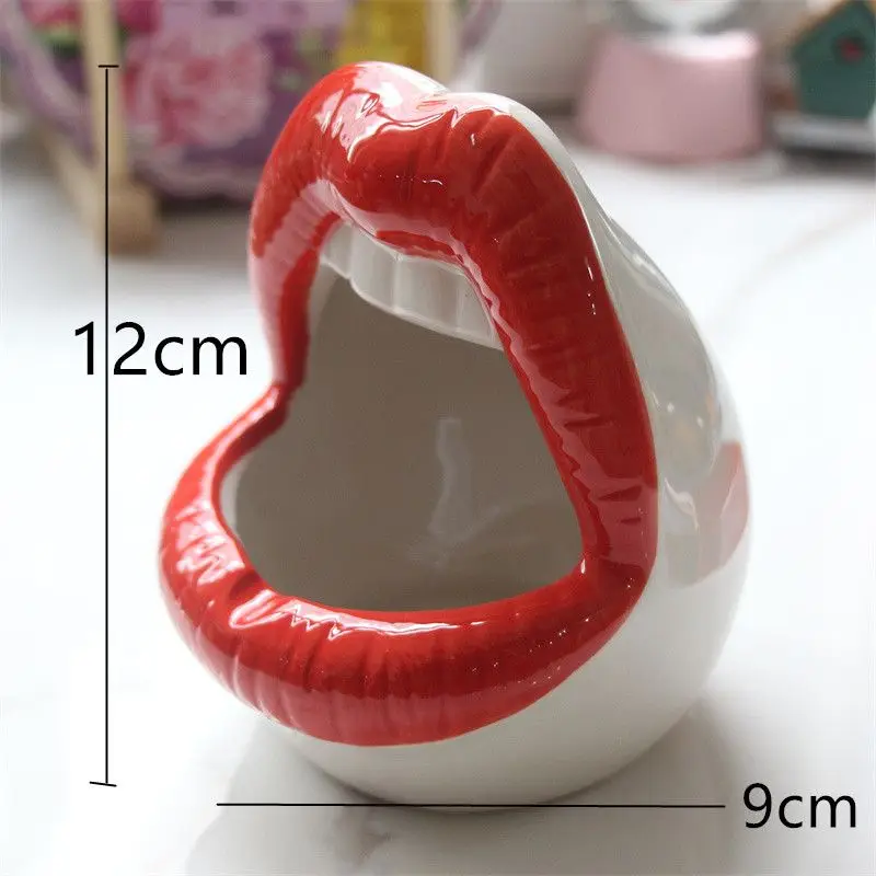 Funny Red lips Mouth French Fries Ceramic Food Bowls Ice Cream Bowls French Fry Cup Holder For Restaurant Party Home