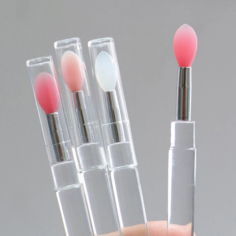 1Pc Portable Silicone Lip Brush With Cover Soft Multifunctional Lip Balm Applicator Lipstick Lipgloss Eyeshadow Makeup Brushes