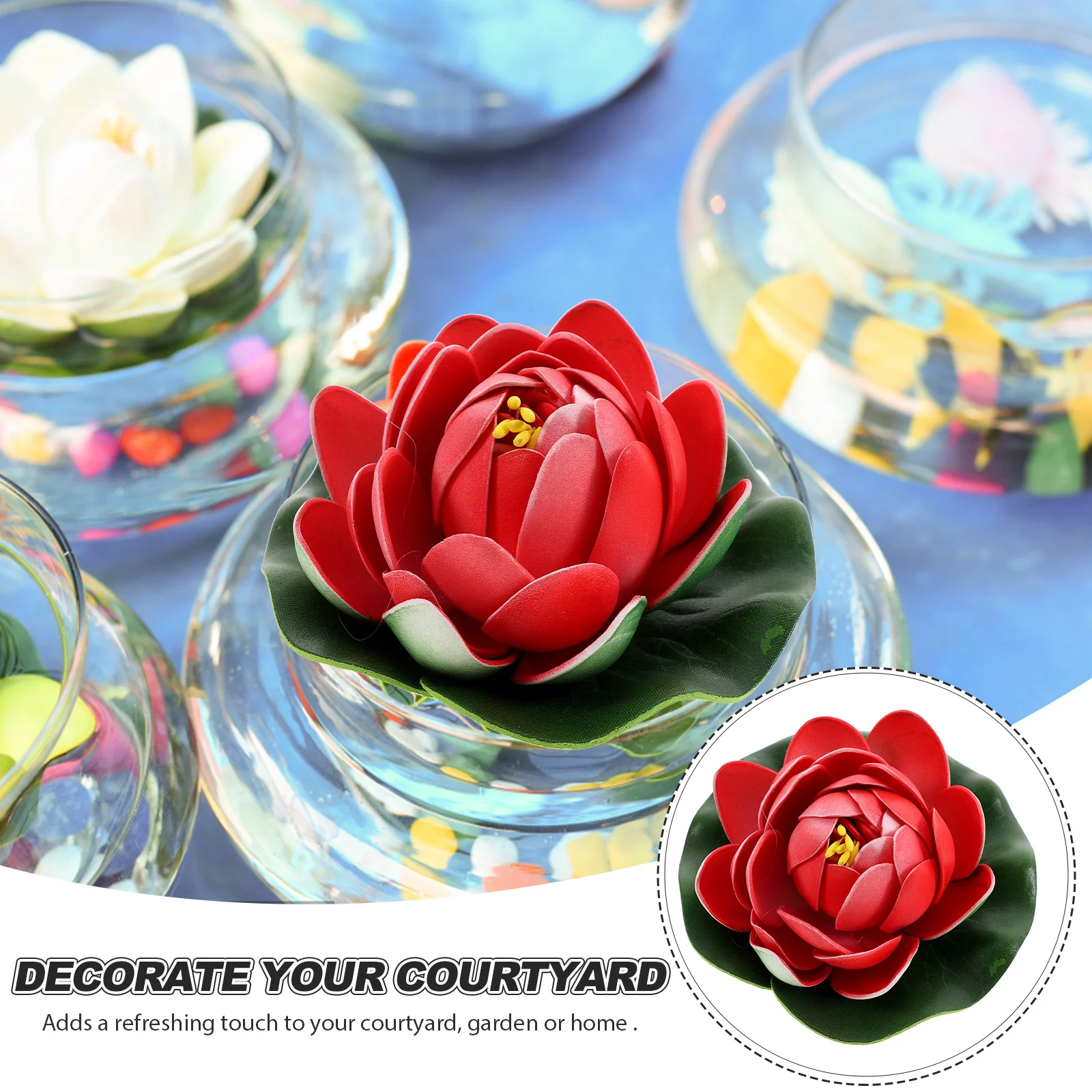 

5 Pcs Lotus Decoration Flower Float Artificial Flowers for Pool Simulation Red Indoor