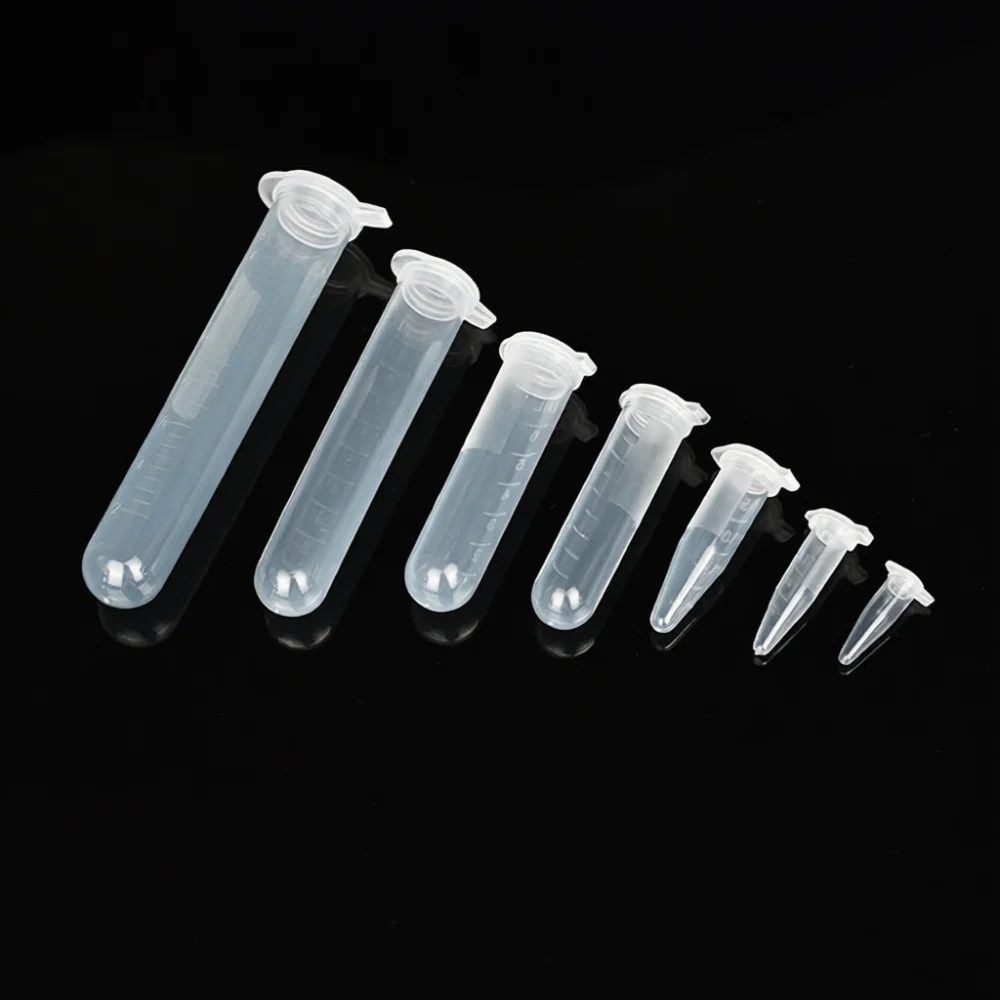 Laboratory Plastic Centrifuge Tubes Disposable Graduated Sample Container Clear Conical Flat Bottom Scientific Experiment Supply