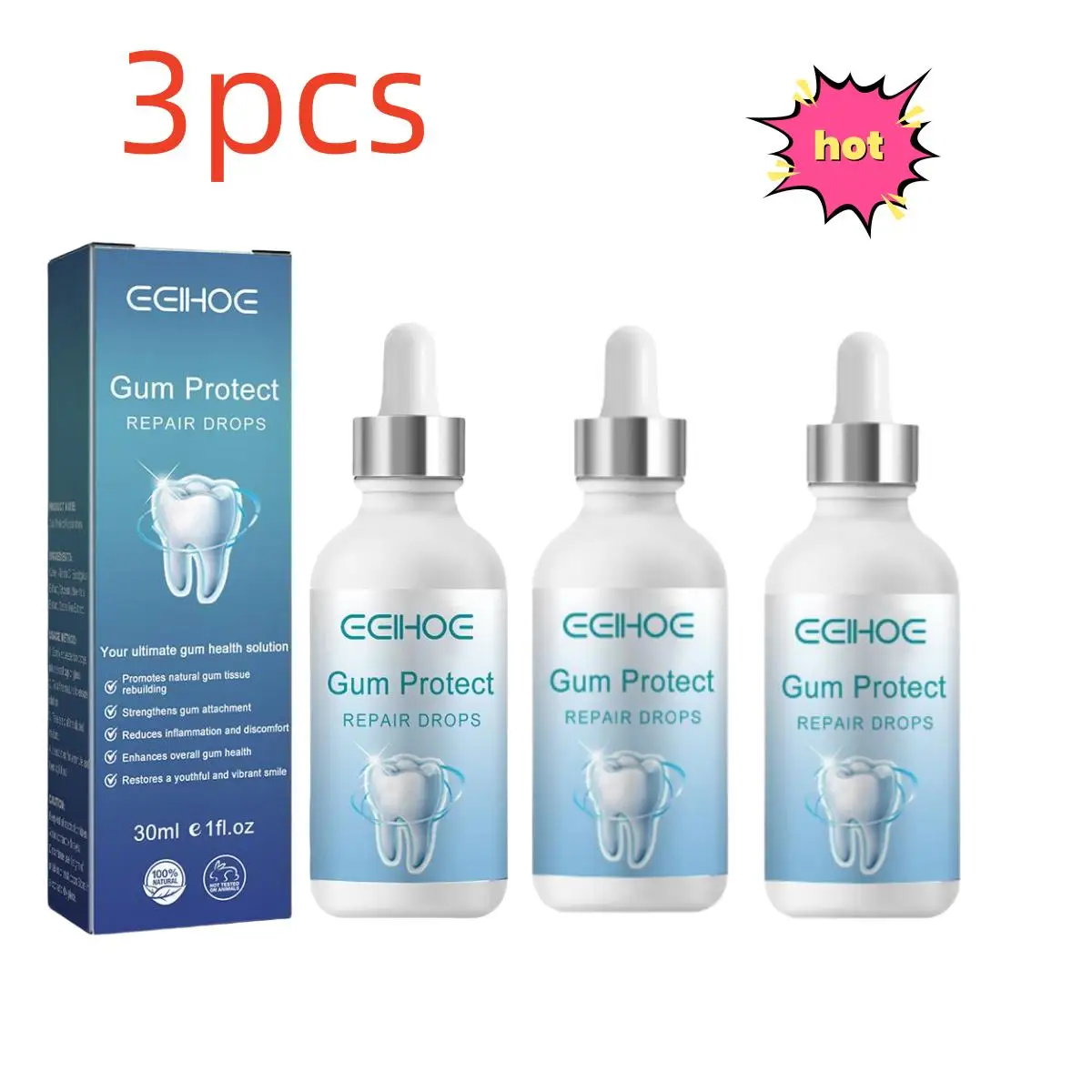

3PCS Quickly Gum Repair Serum Drops Relief Periodontal Toothache Gum Protect Repair Drops Teeth Whitening Toothpaste Oral Care