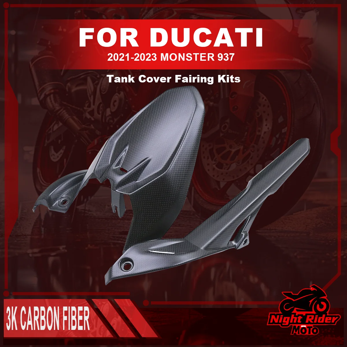 Truly 100% pure 3K carbon fiber Front fender motorcycle modification accessory, suitable for DUCAT monster 937 2021-2023
