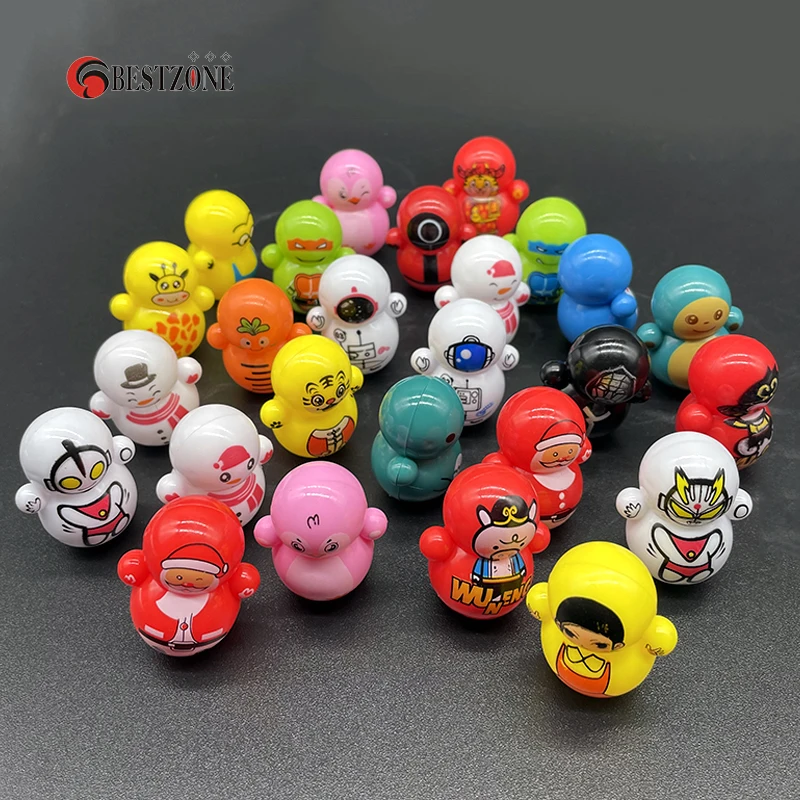 

50PCS 1.14*1.46Inch Mini Tumbler Toy Roly-poly Tilting Self-righting Doll Puzzle Nostalgic Traditional Toy Gift Cartoon Animal