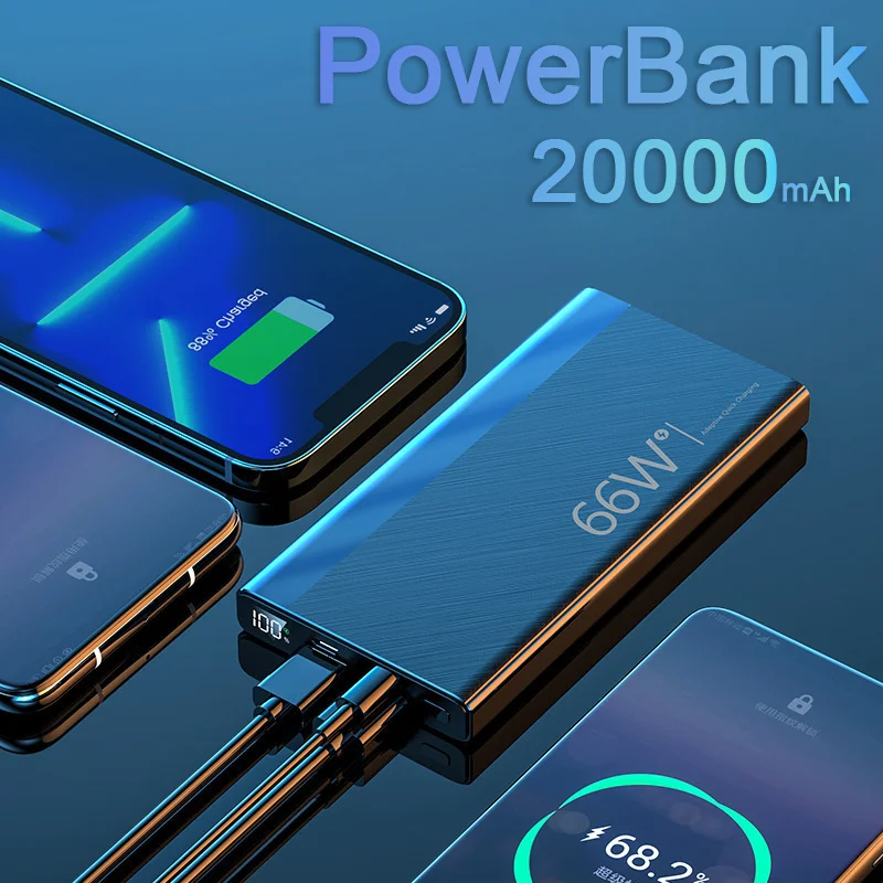 

20000mAh Large Capacity 66W Super Fast Charge Support PD20W Charging Bank, Portable External Battery