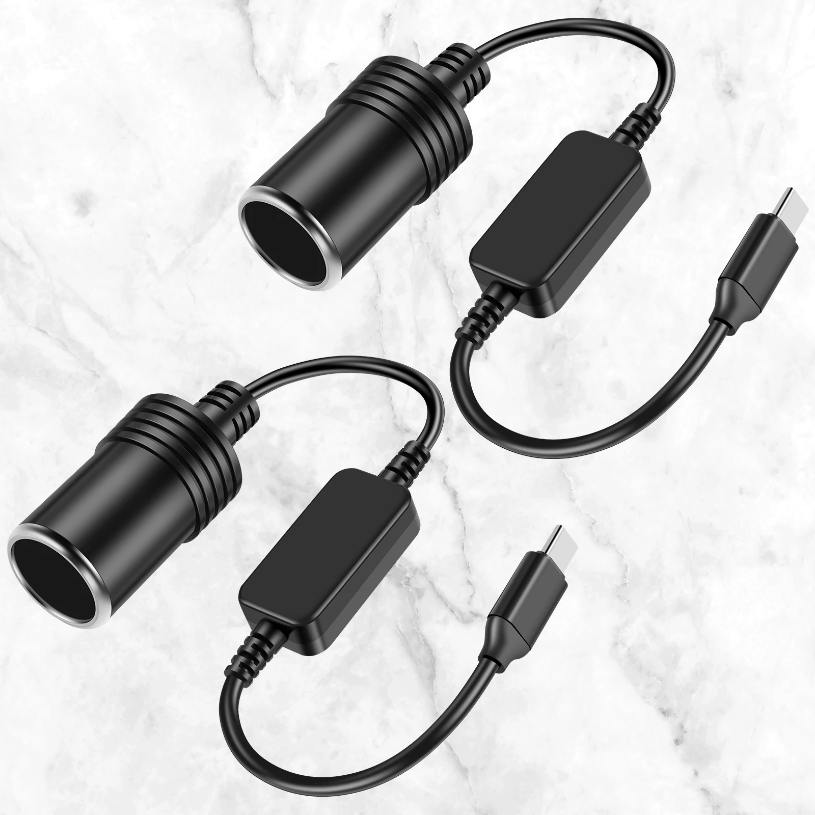 4/2Pcs Car Cigarette Lighter Socket USB C Type-C To 12V Male to Female Cigarette Lighter Adapter Power Cable