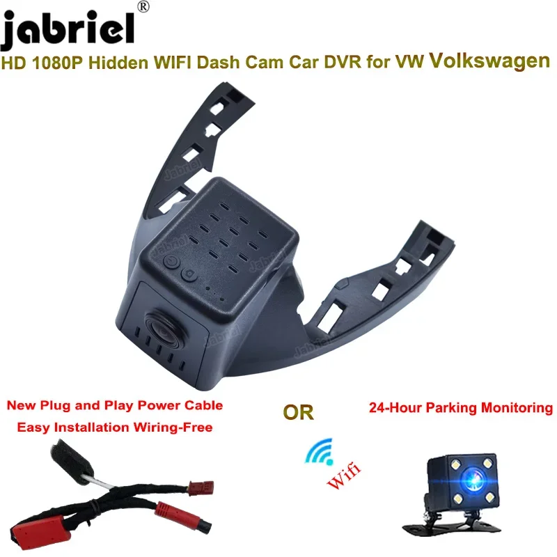 Jabriel Plug and Play Wifi 1080P Car Dvr Driving Video Recorder For 2021 2022 2023 2024 Volkswagen VW Passat Dash Cam Camera 24H