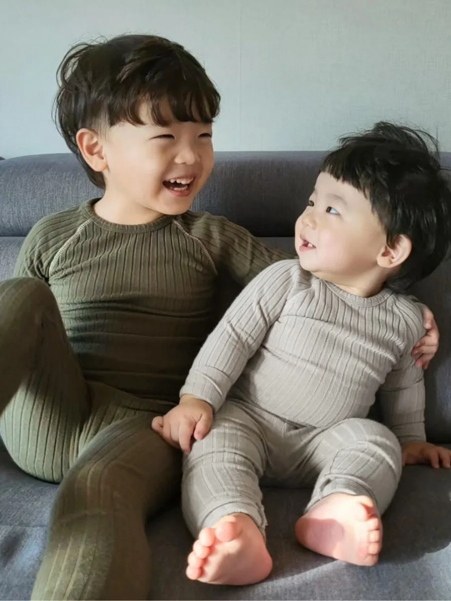 2026 Spring New Baby Long Sleeve Home Clothes Set Girls Cotton Ribbed Tops + Leggings + Hat 3pcs Suit Infant Boy Pajamas Outfits