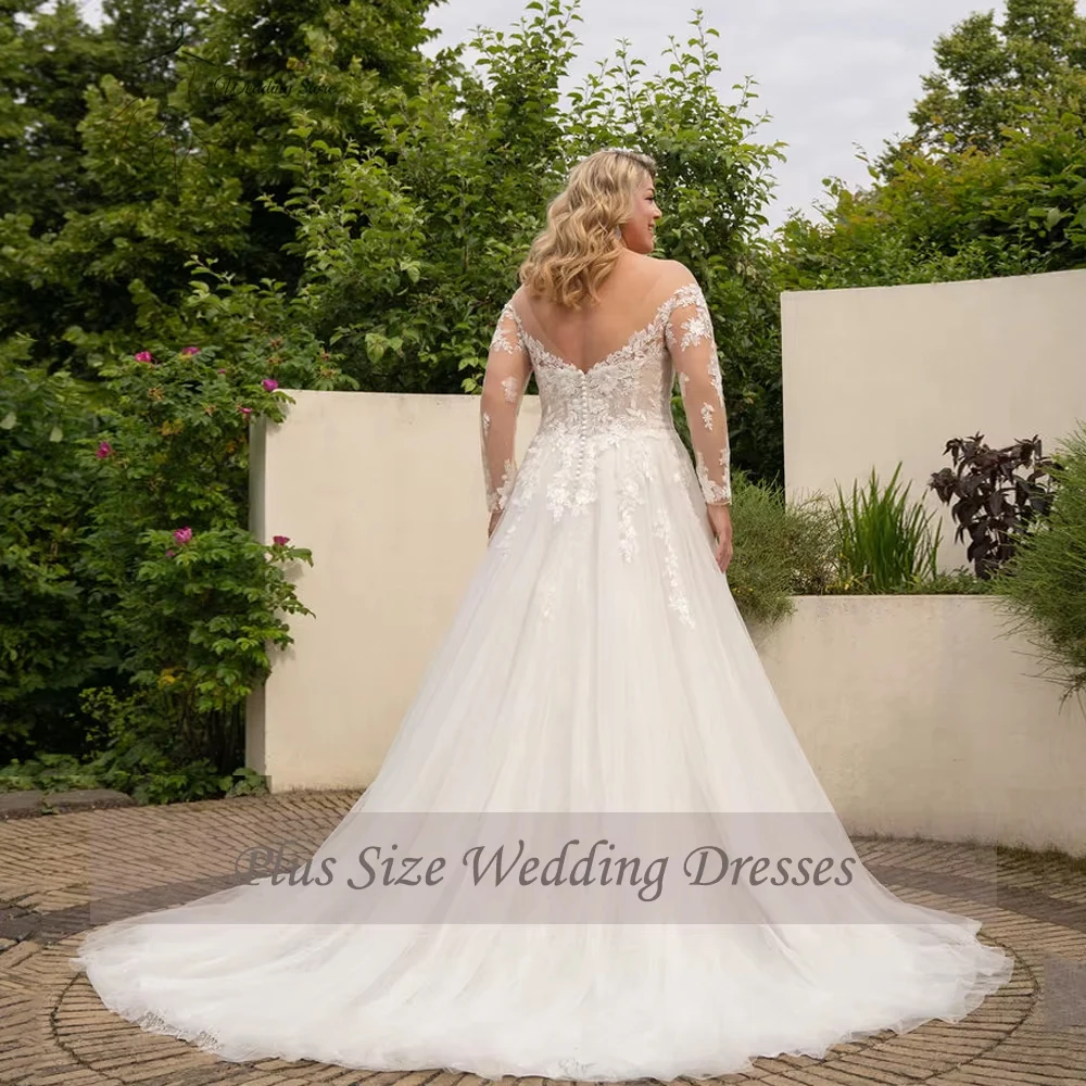 Fashion V Neck Wedding Dresses for Ladies Charming Soft Tulle Bridal Gowns Exquisite Full Sleeve Vestidos De Novia New 2026