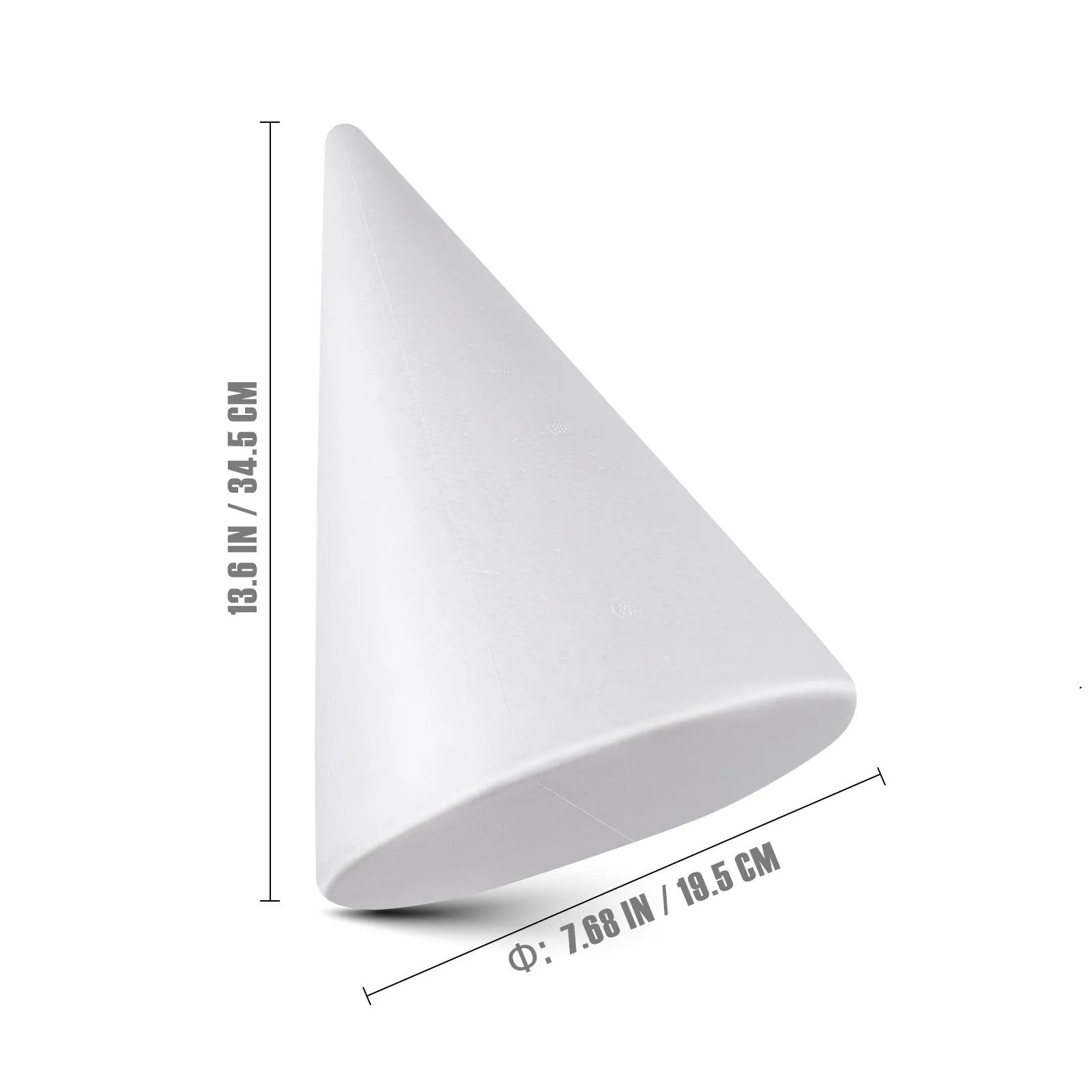 34.5x19.5cm White Foam Craft Cones for DIY Art Projects Christmas Decorations Table Centerpiece Kids Educational Activity Cone