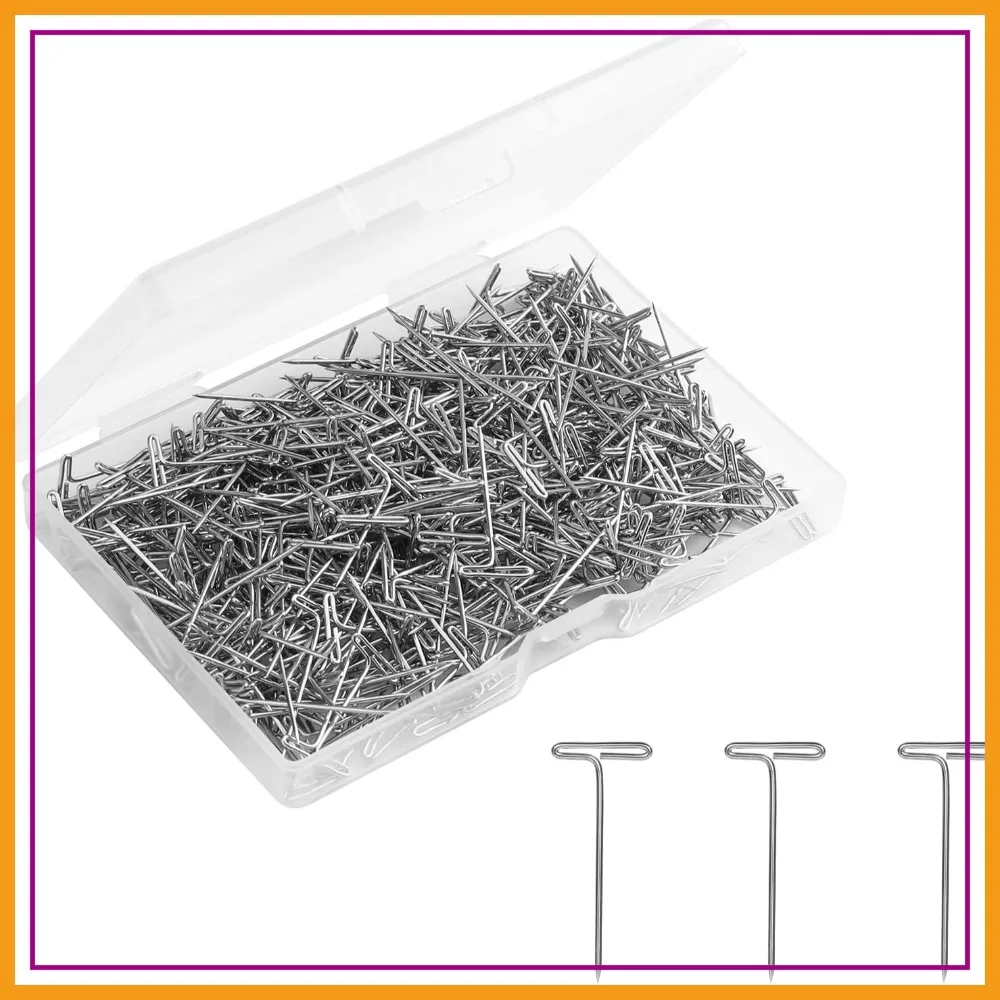 

500 Pcs Wig Pins, 1 Inch Jewelry T Pins, Metal Sewing Pins for Wig, Jewelry, Hanging Picture (Silver)