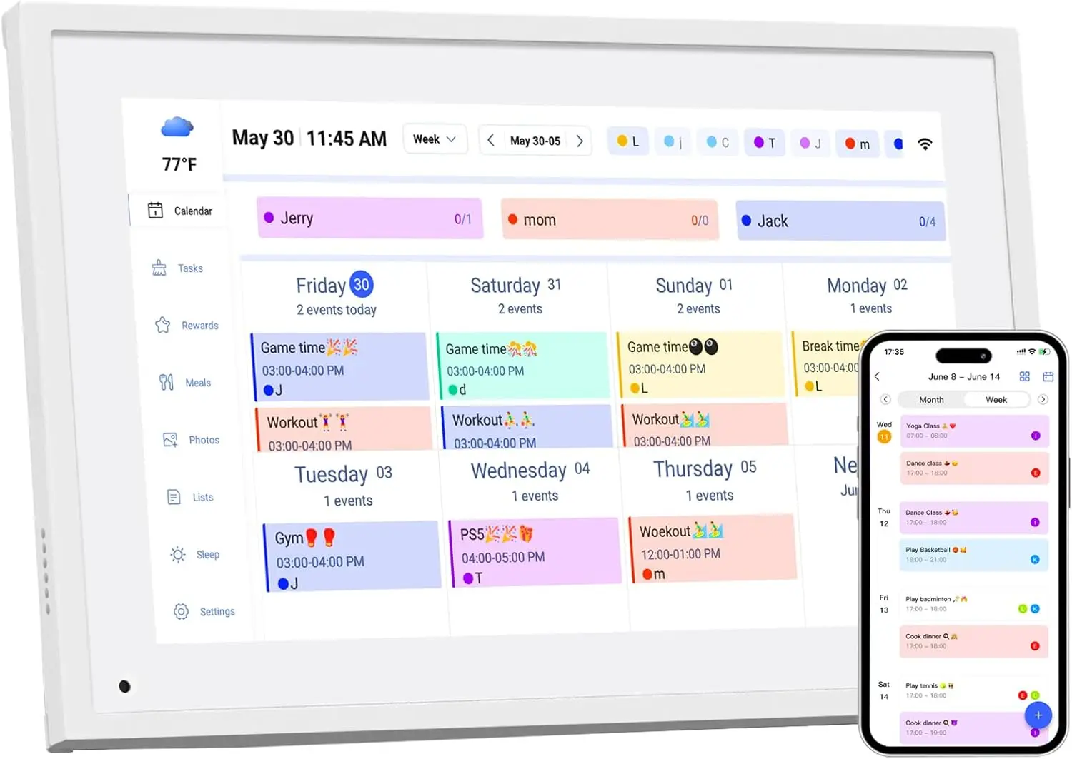 

10,1-дюймовый интеллектуальный цифровой календарь-планировщик и диаграмма работы, сенсорный экран IPS HD для семейных расписаний