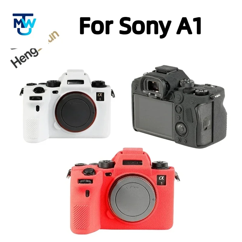 For Sony A1 Camera Silicone Protective Case Lychee Texture Shockproof Anti-Scratch Skin, Gift Cleaning Pen