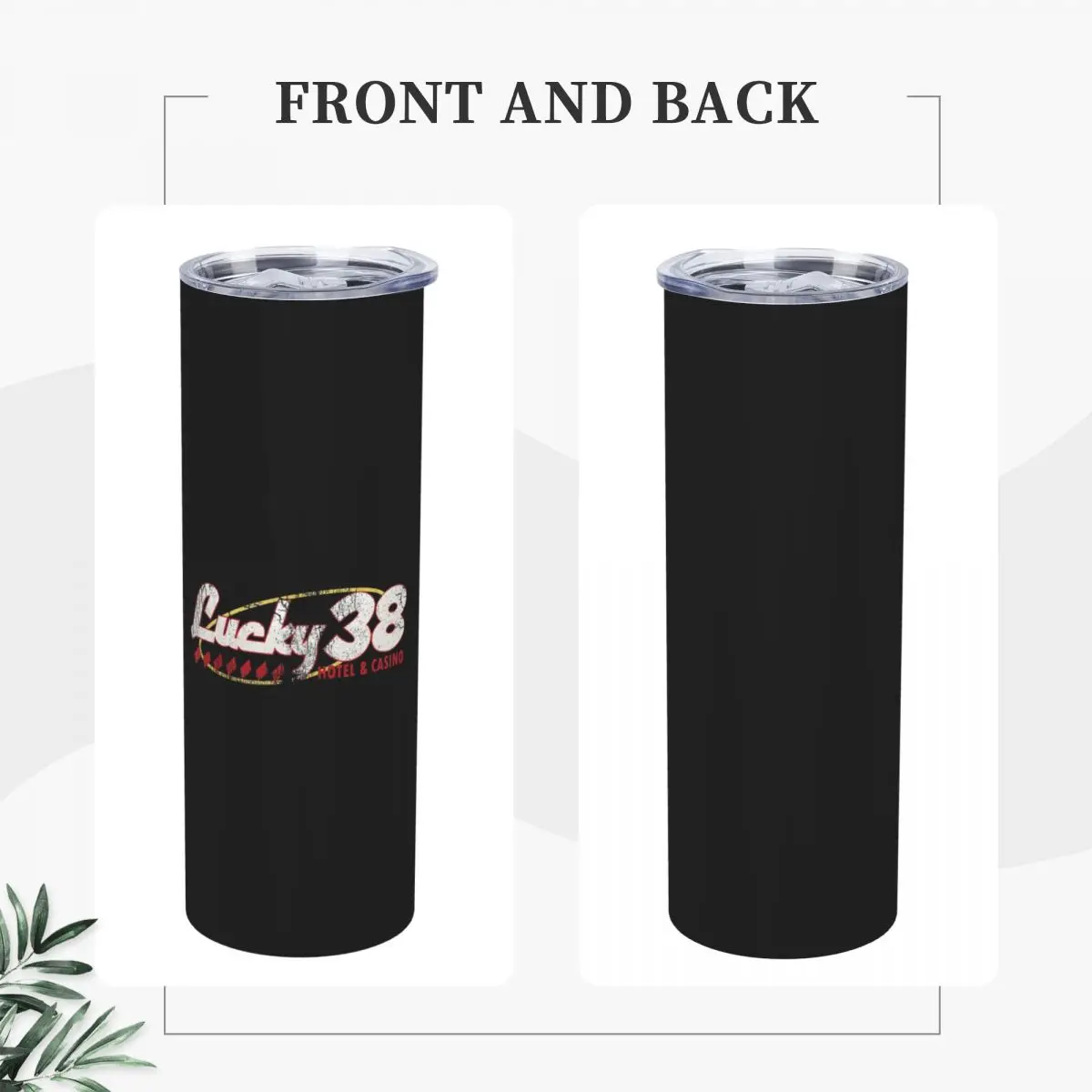 Lucky 38 Log Stainless Steel Tumbler Vacuum Insulated Mug Thermal Cold Cup Straw With Lid 20oz