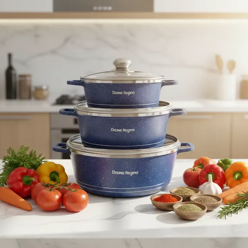 Deluxe Cooking Pot Set 6-piece, Non-stick Granite Cookware Set, suitable for food lovers