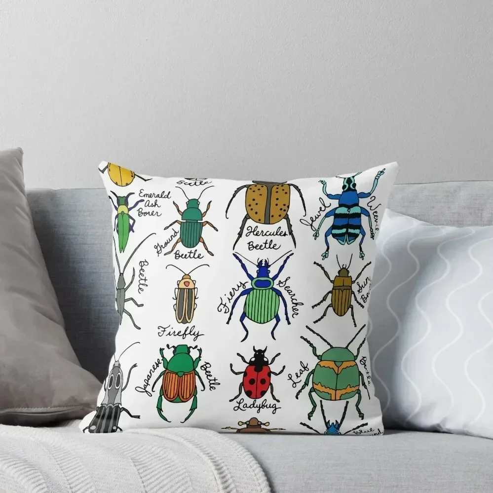 Beetles || Bugs || Insects || Pattern Throw Pillow christmas ornaments 2025 Decorative Cushions pillow