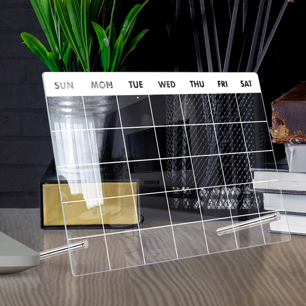 1 set Acrylic Memo Board 7cm Nails 6 Pens Clear Desk Sturdy Smooth Practical Writing Pad Dry Erase Transparent Tabletop Note