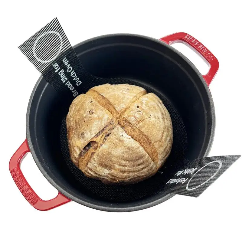 

Perforated Bread Sling with Long Handle for Dutch Oven, Reusable & Nonstick, Sourdough Baking Mat