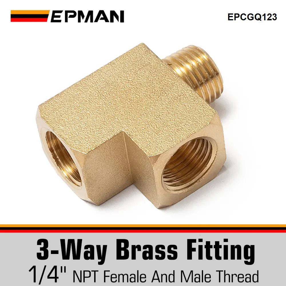 EPMAN Extruded Barstock Street Tee T Female Male Brass Fitting 1/4 NPT Oil Water Gas Pipe/Tank EPCGQ123