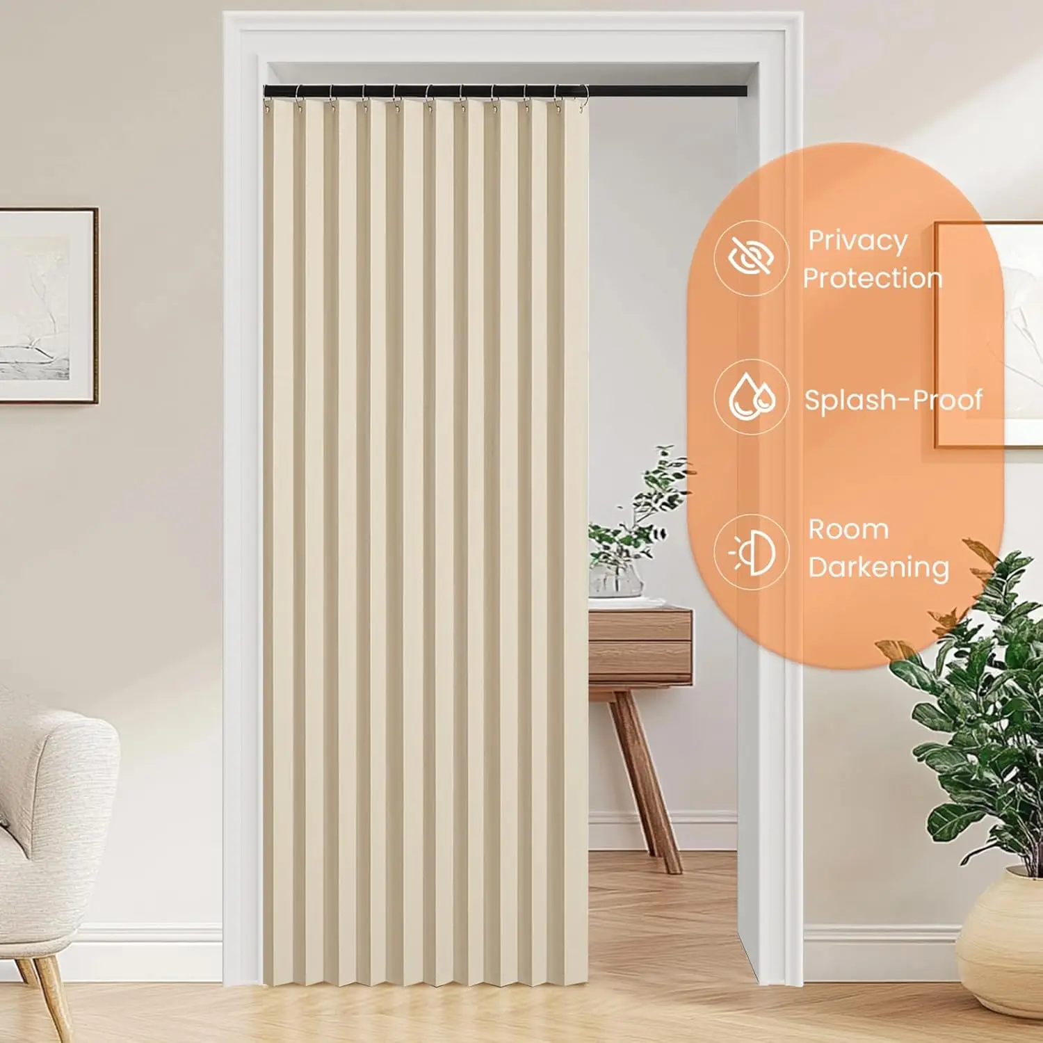 

Accordion Style Door Curtains, Closet Curtains For Open Closet, Privacy Protection Pleated Folding Curtain For Room Divider,