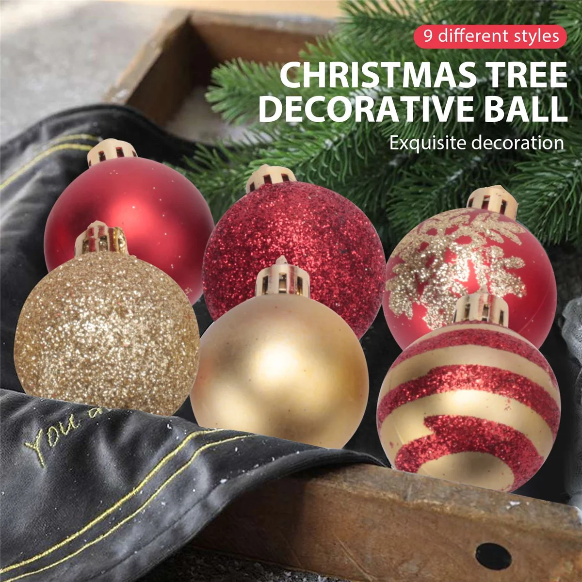 50 Uds. De bolas decorativas para árbol de Navidad, adornos de bolas colgantes para fiesta de Navidad, regalo de Año Nuevo para el hogar