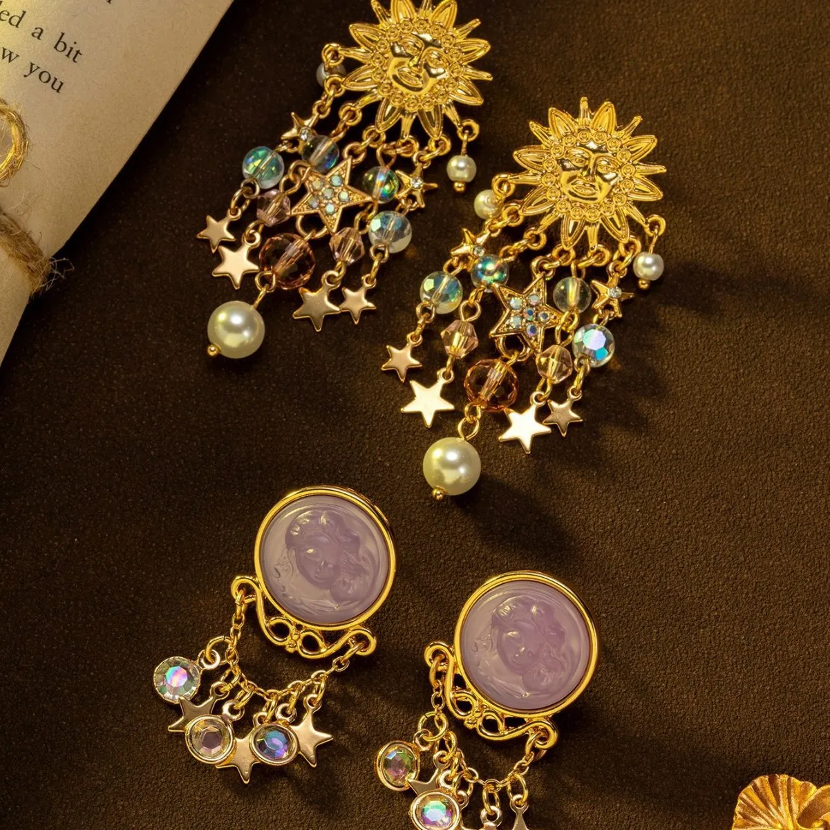 Vintage Cute Angel Dream Earrings Cartoon Tassel Star Smiley Sleeping Beauty Dream Earrings