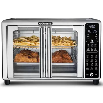 Image 6-Slice Digital Air Fryer Toaster Oven with 19 One-Touch Presets Stainless Steel Advanced Technology Perfectly Crisped Creations