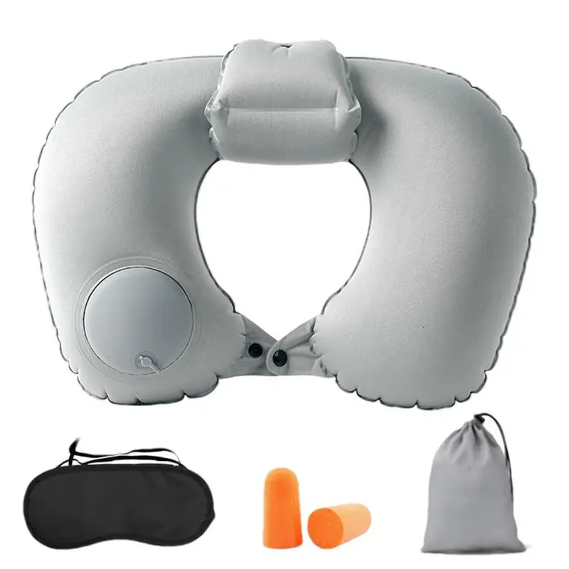 Ergonomic Inflatable Neck Pillow Lightweight Comfortable Soft TPE Air Cushion Travel Pillow for Travel Airplane Car Journeys