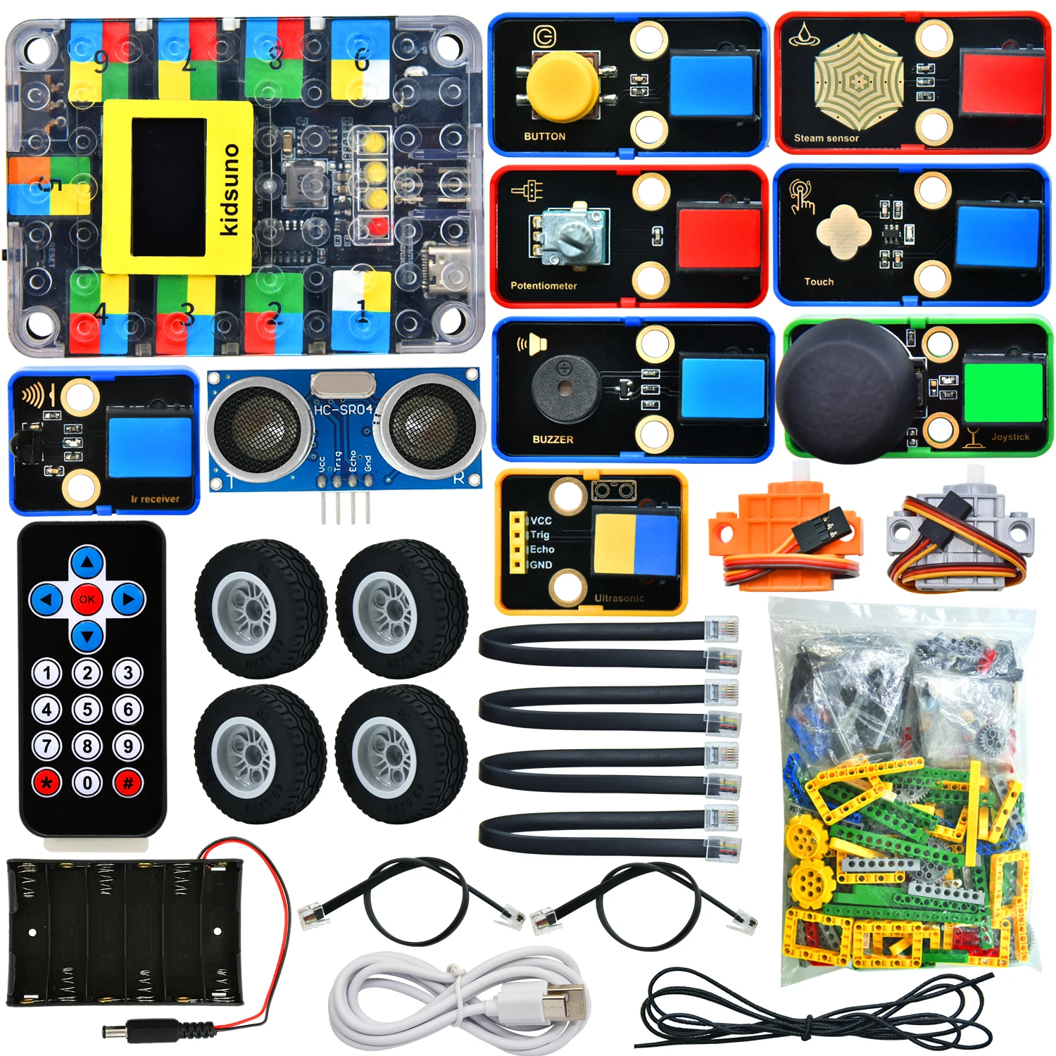 Kidsbits Smart Engineering Kit for Arduino Compatible With Lego Series Support Scratch Programming Study DIY Electronic Pack