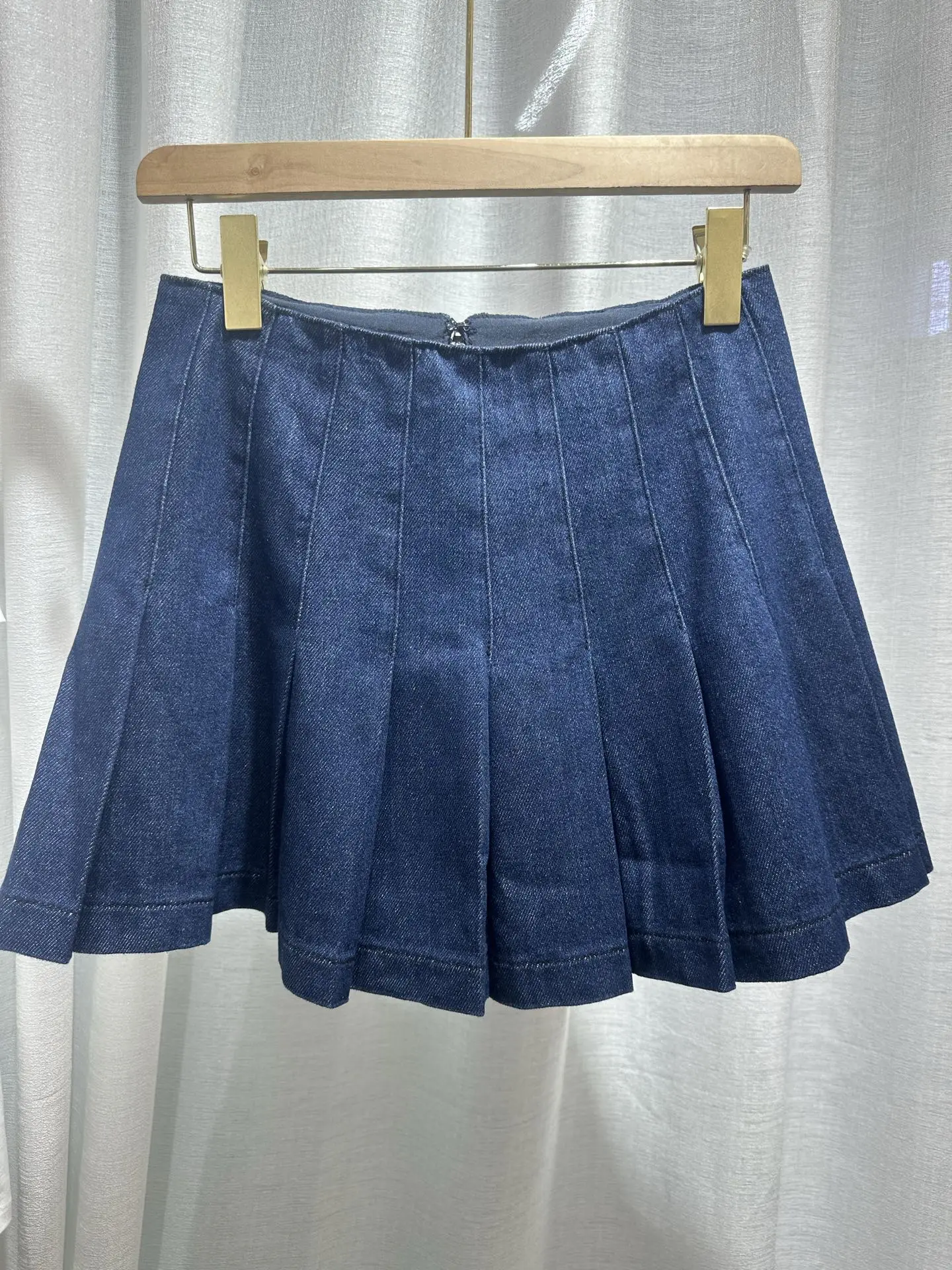 Women Denim Mini Skirt High Waist A-Line Pleated Fashion Female 100% Cotton Jupe