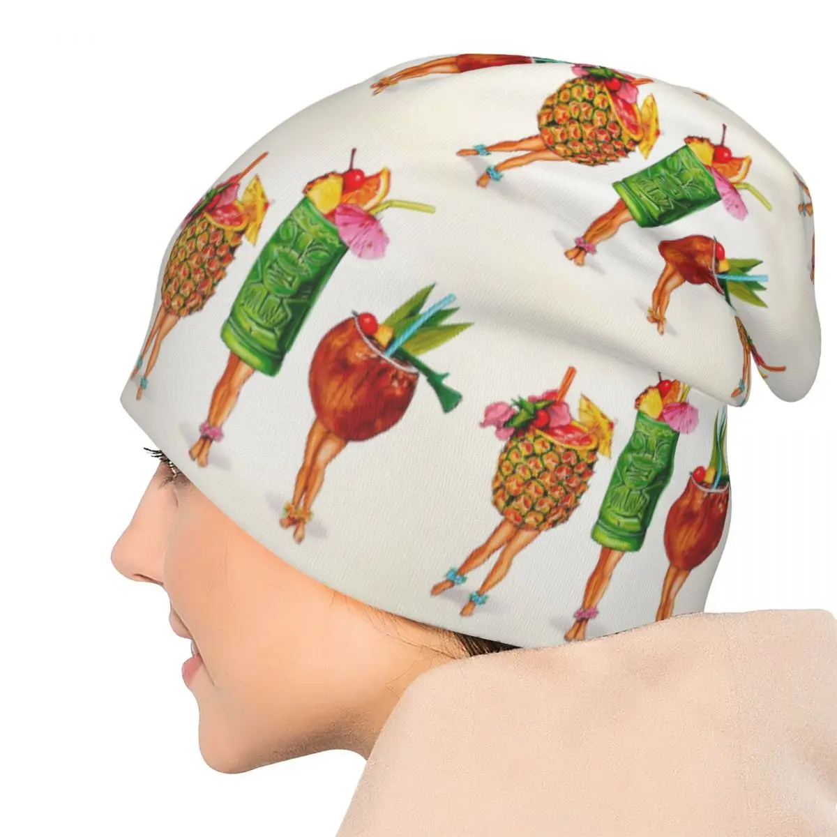 تيكي كوكتيل دبوس متابعة Skullies قبعة حريمي دافئة الخريف الشتاء في الهواء الطلق قبعة محبوك قبعات بونيه للرجال النساء الكبار