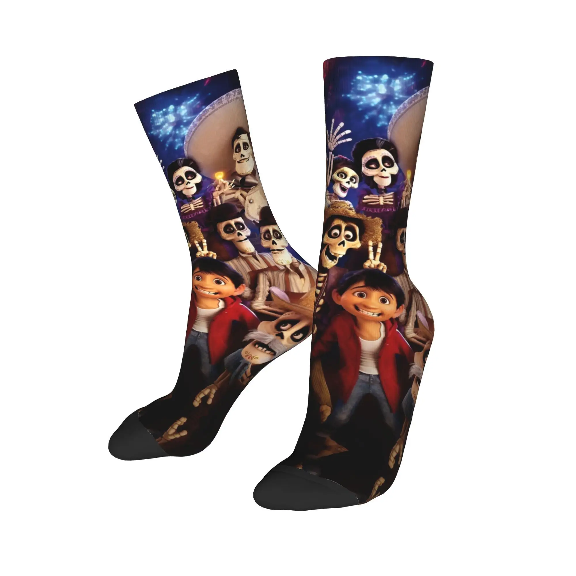 C-Coco Day of The Dead Cartoon Autumn Winter Casual Men's Women'sSocks Guitar Thankgiving Sweat Absorbing Basketball Socks