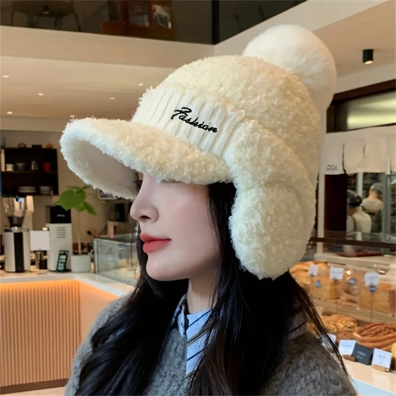 Fashion Women Winter Fur Warm Windproof Hat Lei Feng Cap Fur Ear Flap Cap Buckle Warm And Thick Ear Protection Outdoor Headwear