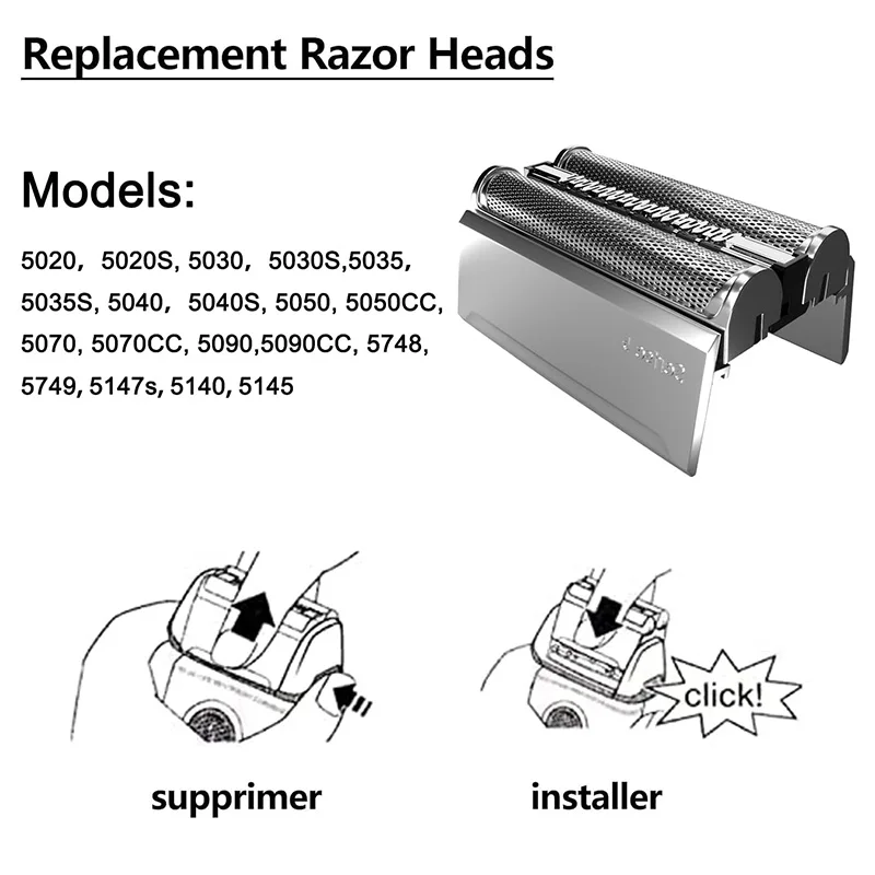 52S Replacement Head Razor Blade S5 Series 5 For Braun Shaver 5020 5020S 5030 5030S 5040 5040S 5050 5050CC 5070