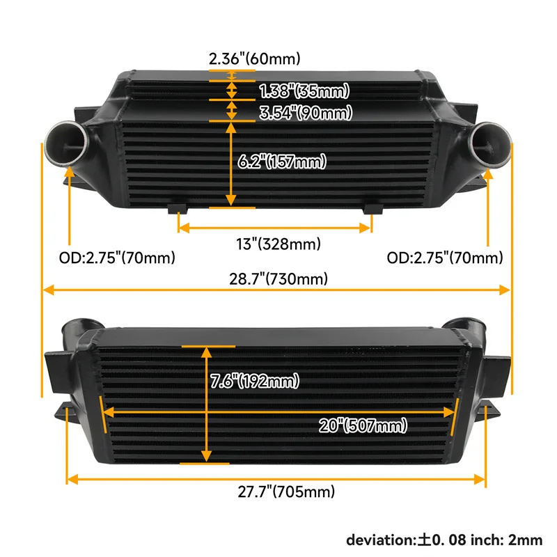 

For BMW G20 G22 G28 Z4 B48 320i 325i 420i 425i 2.0L Turbo B48B20 Engines Front Mount Bar&Plate Intercooler Black