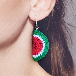 Crochet Cute Fashion Watermelon Earrings For Women Casual Wear For Beach Vacations Girl Jewelry 100% Handmade