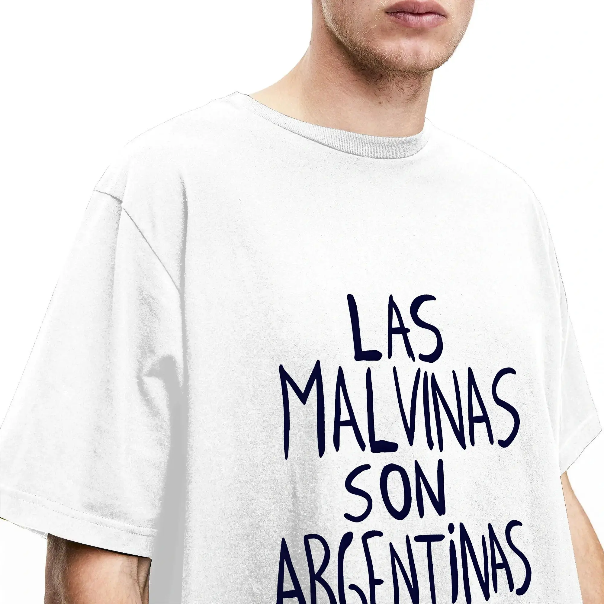 Argentina Pride Las Malvinas Son Argentinas T-Shirt für Herren, Baumwolle, Hipster-T-Shirts, Rundhals-T-Shirt, kurzärmelige Kleidung – Detail 3