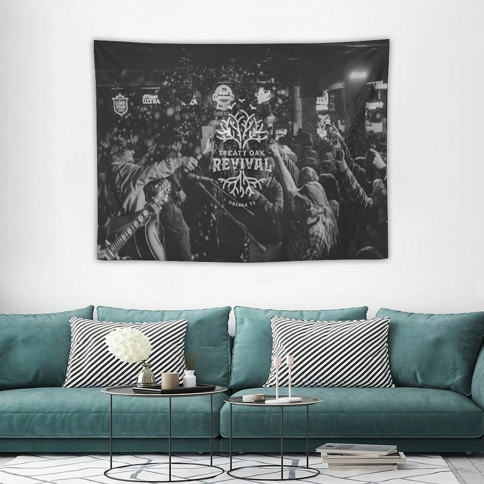 1pc Country Rock Band Tapestry, Treaty Oak Revival Flag Decorative  Decor for Bedroom Living Room Dorm Home Gift