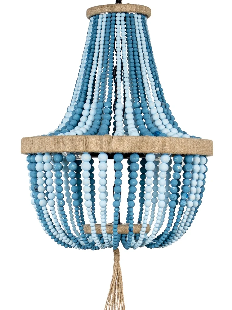 Bohemian Style Ceiling Lamp Pastoral Wooden Bead Design Chandelier Living Room Light Dining Room Bedroom Light Girl Room Decor