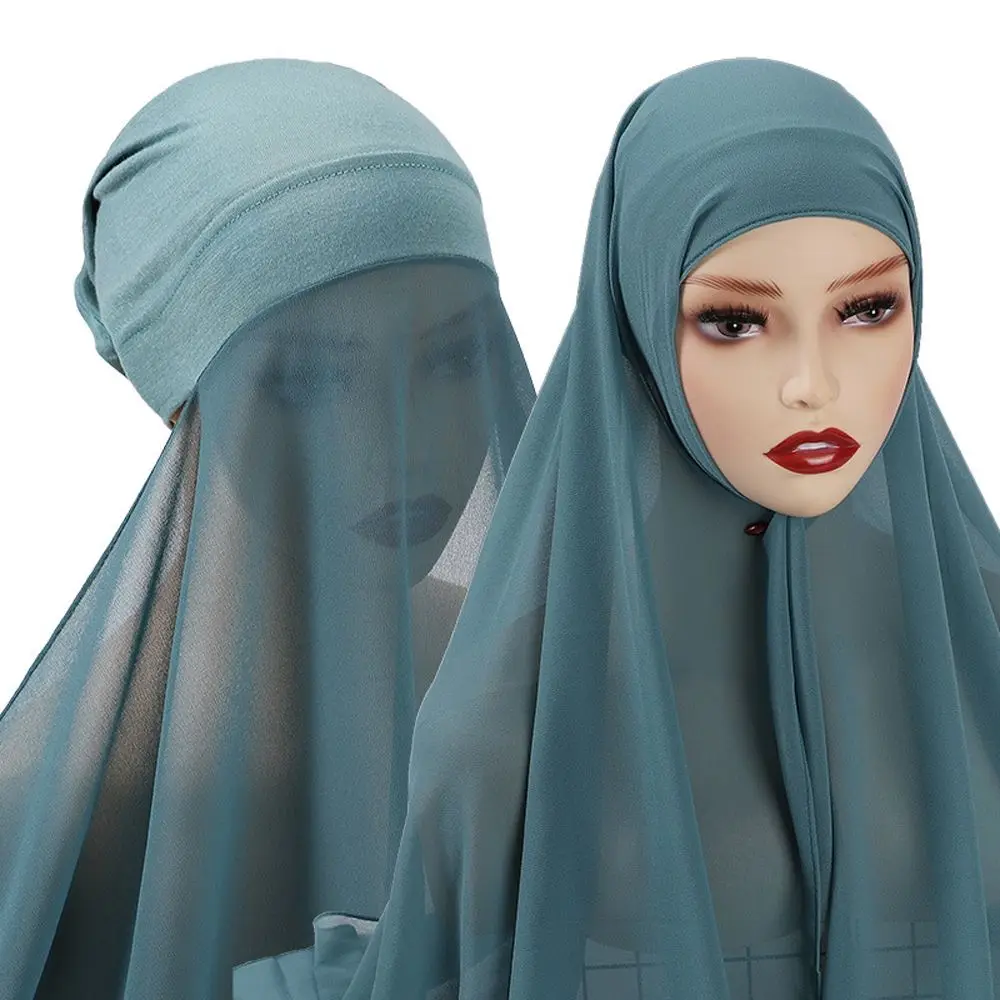 Soft Non-Slip Hijab Chiffon Veil Headscarf Women Beanies Skullies Muslim Scarf