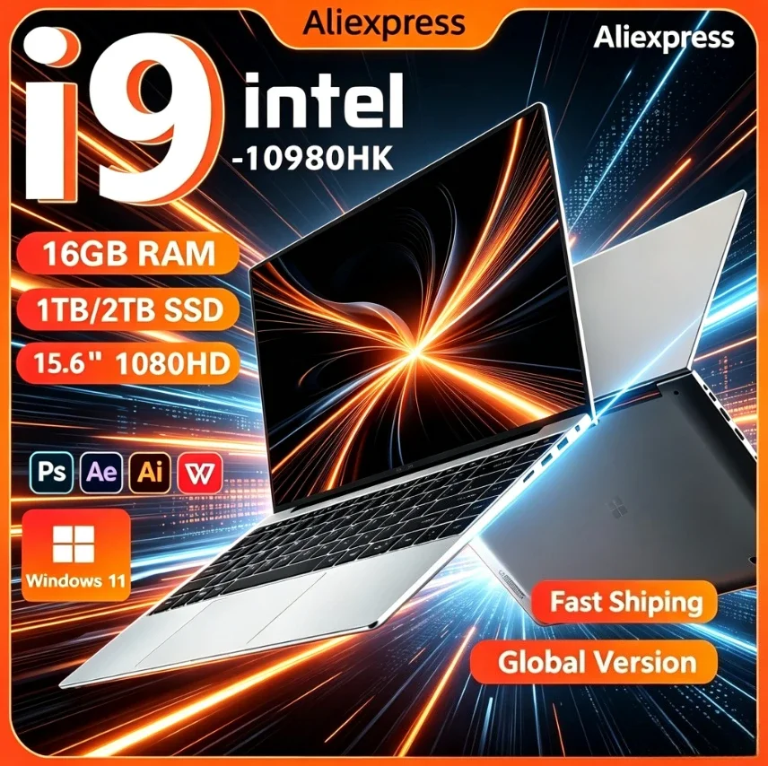 15.6' Intel Core I9 10980HK Windows 11 Pro Laptop Computer 32GB RAM 512GB 1TB 2TB SSD Portable Notebook PC Office Study Laptops